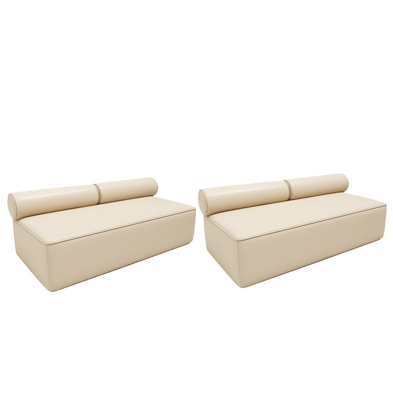 Banc rembourré en similicuir sahun, Beige