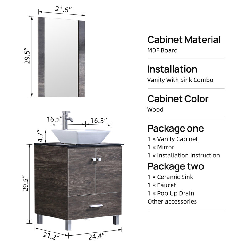 Barbonne 61.5'' Double Bathroom Vanity with Mirror