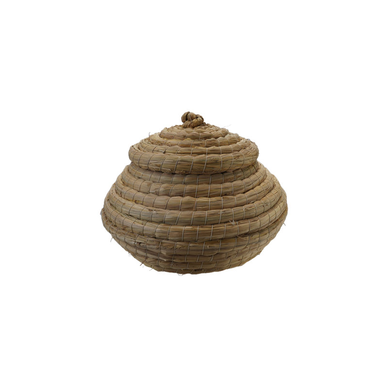 Panier en paille tissé avec couvercle