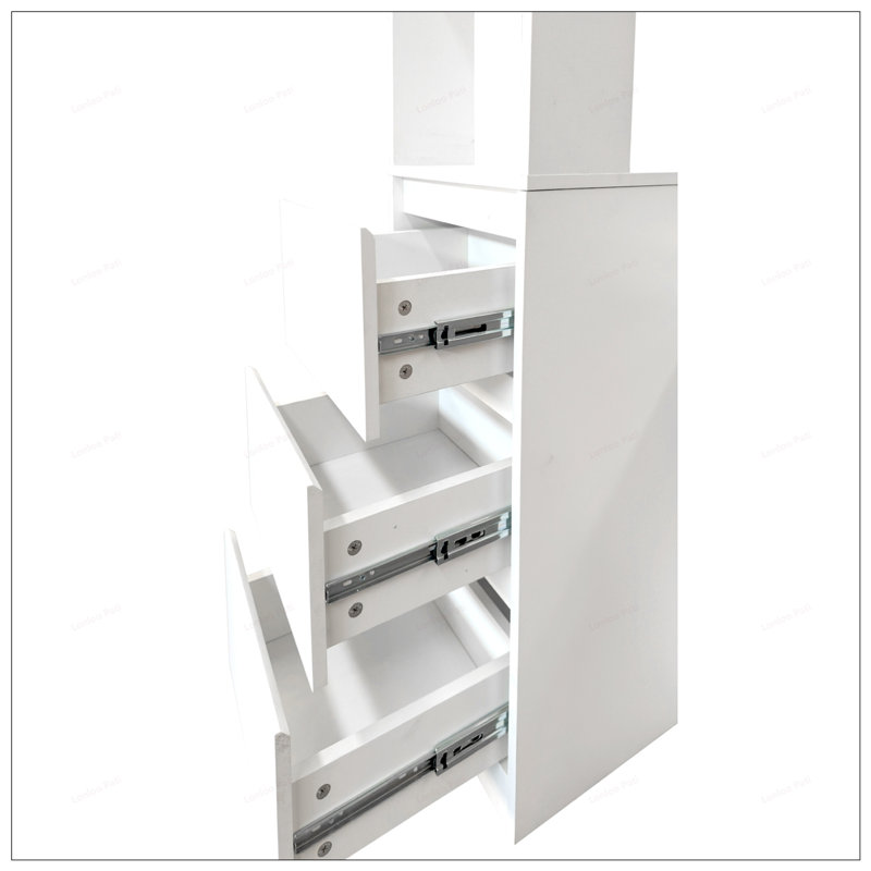 Tall Wooden Storage Cabinet with Multi-functional Spaces, Modern Entrance Organizer for Hallway and Living Room, White