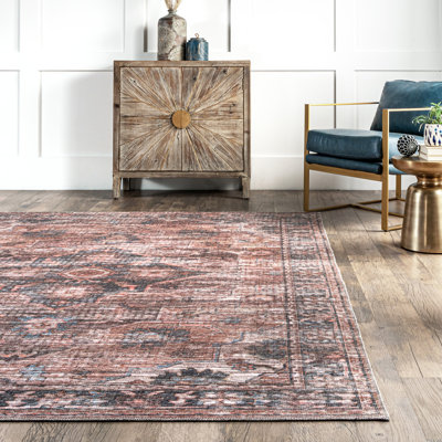 Marci SpinClean Machine Washable Vintage Medallion Area Rug