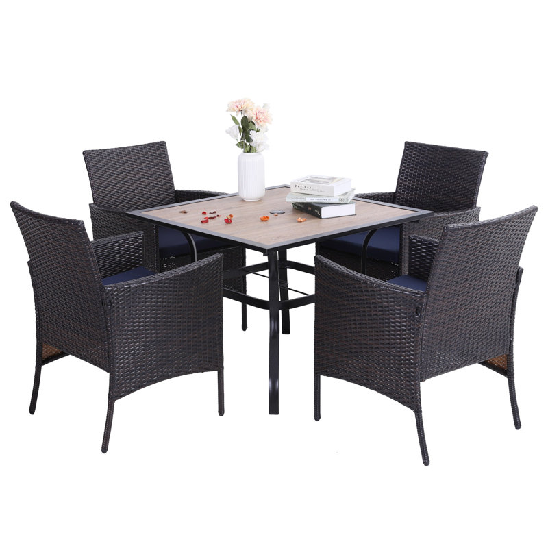 4 - Person Patio Dining Set with Square Table, No, None