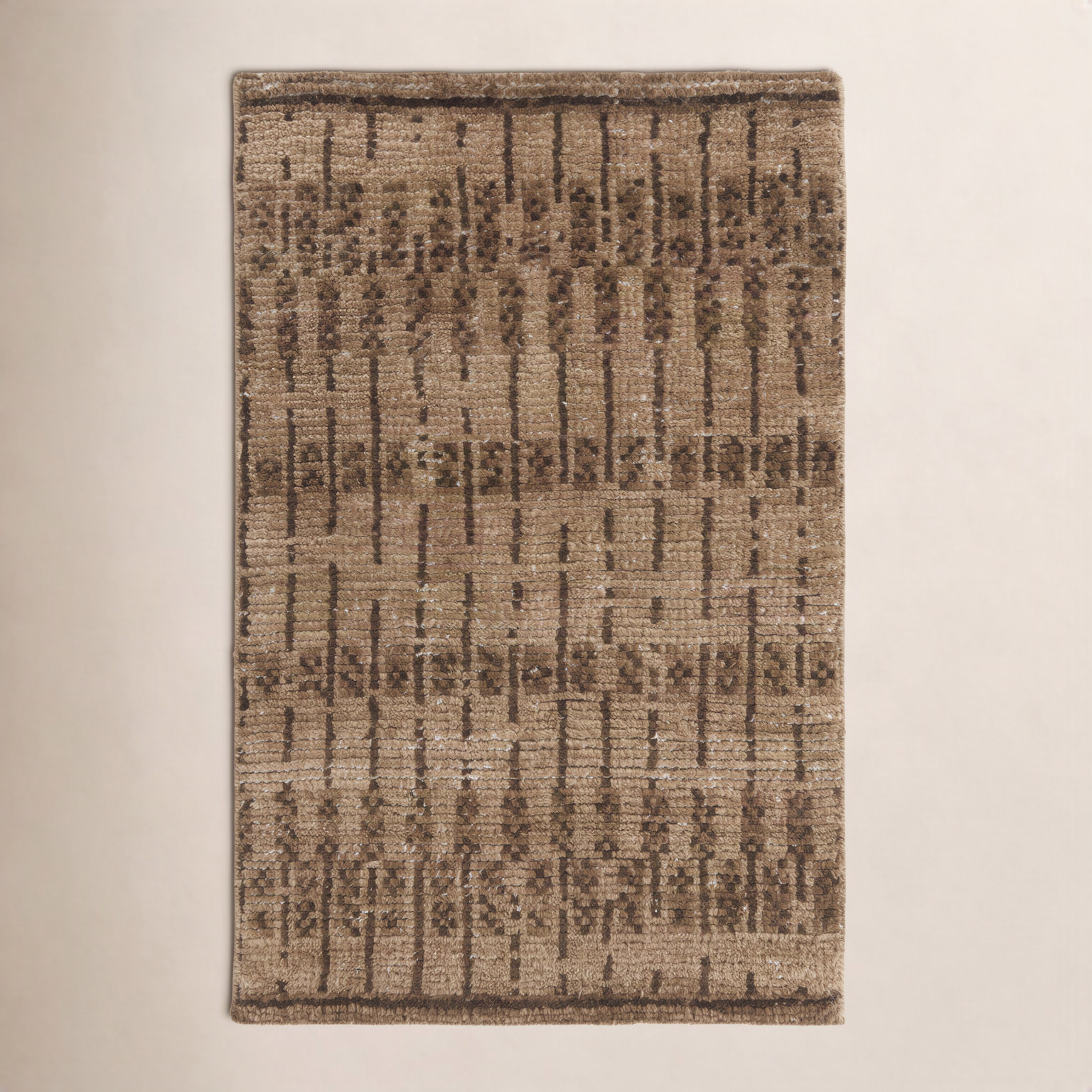 Vanna Hand-Knotted Striped Wool Rug, Brown, 5'x8'