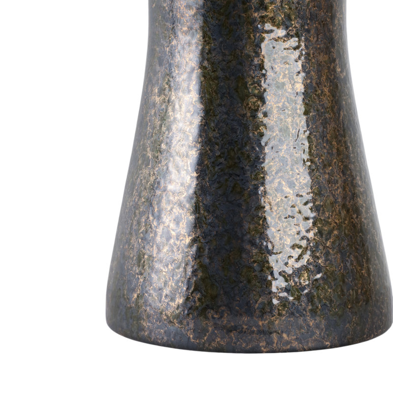 Vase en verre Laynette avec détails sculpturaux en laiton et pierre pour un décor contemporain, H 34 po x l 10 po x P 10 po
