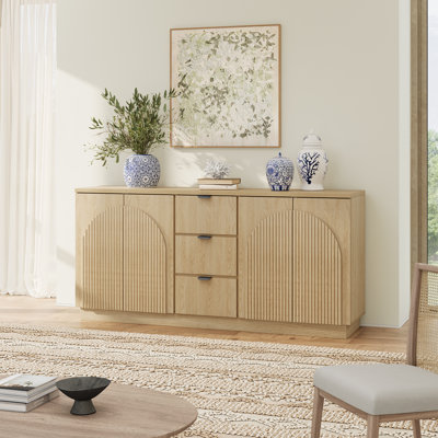 Buffet designer à texture tridimensionnelle incurvée de 66,9 po de largeur Designer