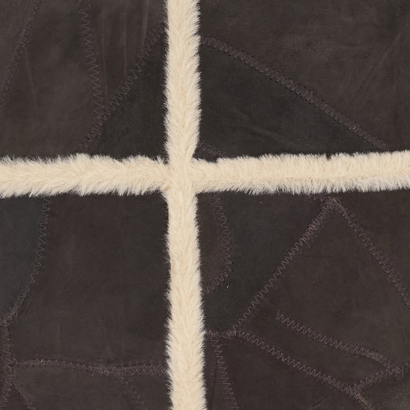 Distinctive Patchwork Leather Pillow, Dark Brown, No Insert