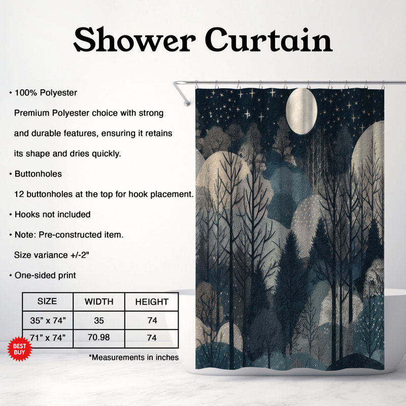 Shower Curtain, 74"H x 71"W