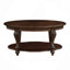 Table,42" Oval Wood Coffee Table For Living Room, 2-Tier Solid Wood Cocktail Table With Open Storage Shelf, Easy Assembly