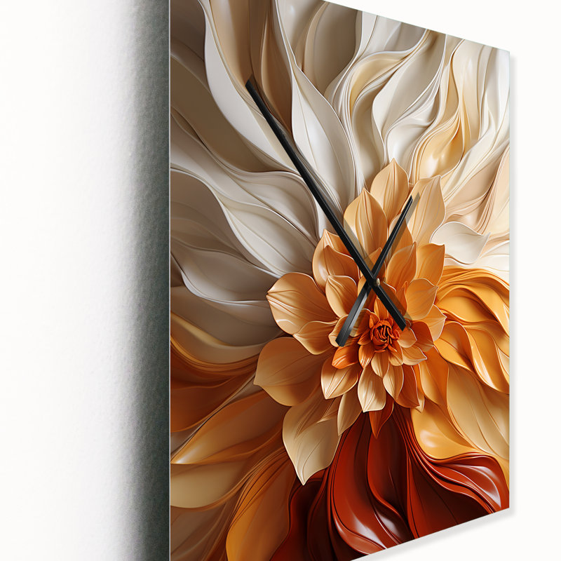 Sunlit Spiral - Horloge murale abstraite spirales modernes, H 32 po x l 16 po x P 1 po