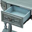 Console bleu antique, 4 tiroirs et 1 tablette, entrée en bois massif et table d'appoint courbée dans le salon, bleu