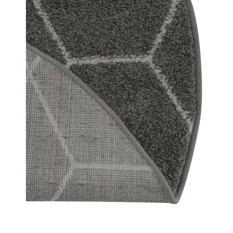 Tapis gris foncé Debrodie, Gris foncé, Rond 10pi