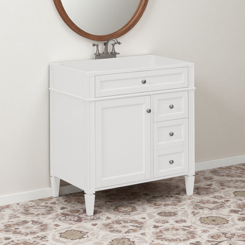 Meuble-lavabo de salle de bain de 30 po sans lavabo supérieur, armoire de rangement moderne avec 2 tiroirs et un tiroir rabattable (BASSIN INCLUS)