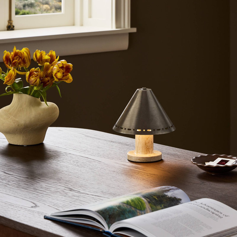 Azra Cordless Table Lamp, Antique Nickel