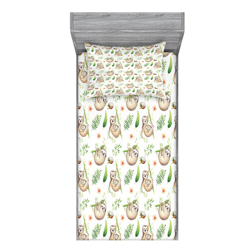 Microfiber Floral Sheet Set, Twin Sheet Set with Fitted Sheet