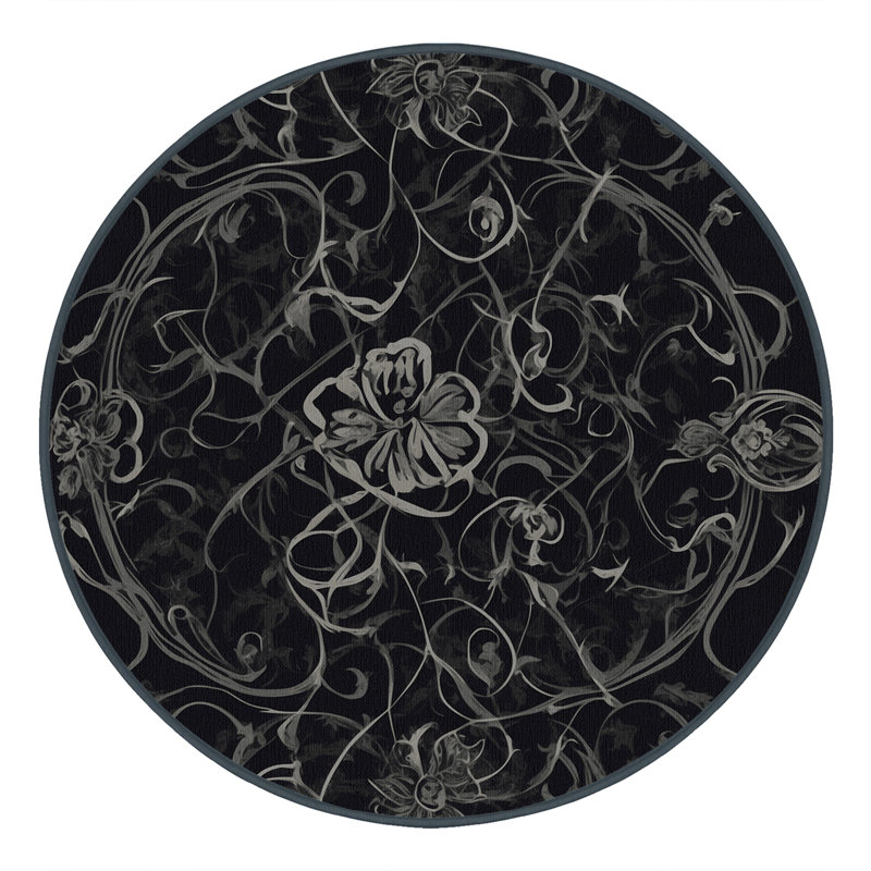 Obsidian Fern Rug, Round 3'