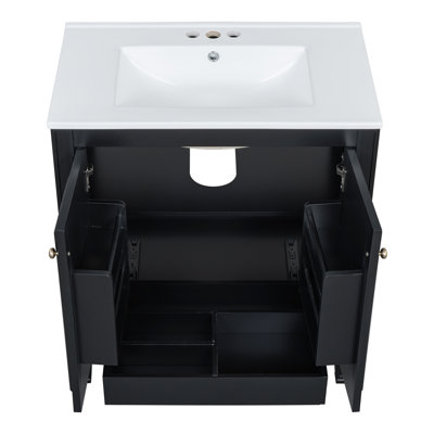 60" Double Sink Bathroom Vanity Set, 2 Cabinets, Soft-Close Doors, Storage Drawers, White