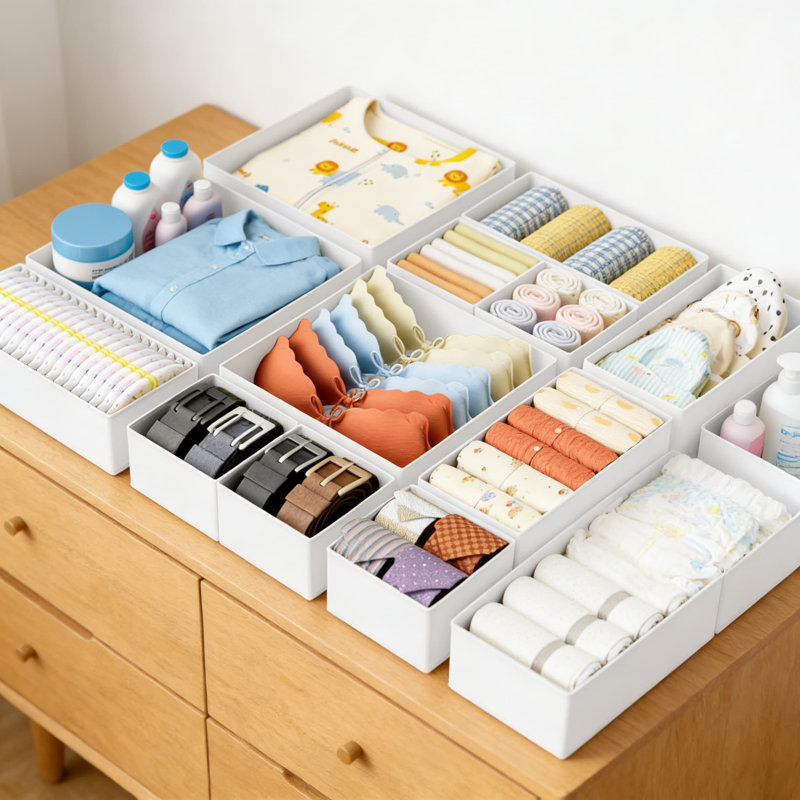 20-Piece Foldable Fabric Drawer Organizer Set - Non-Woven Storage Bins & Dresser Dividers For Clothes, Underwear, Socks, Baby Items, And Accessories