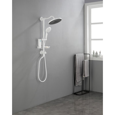 Showerspas Shower System, With 10" Rain Showerhead, 4-Function Hand Shower, Adjustable Slide Bar And Soap Dish