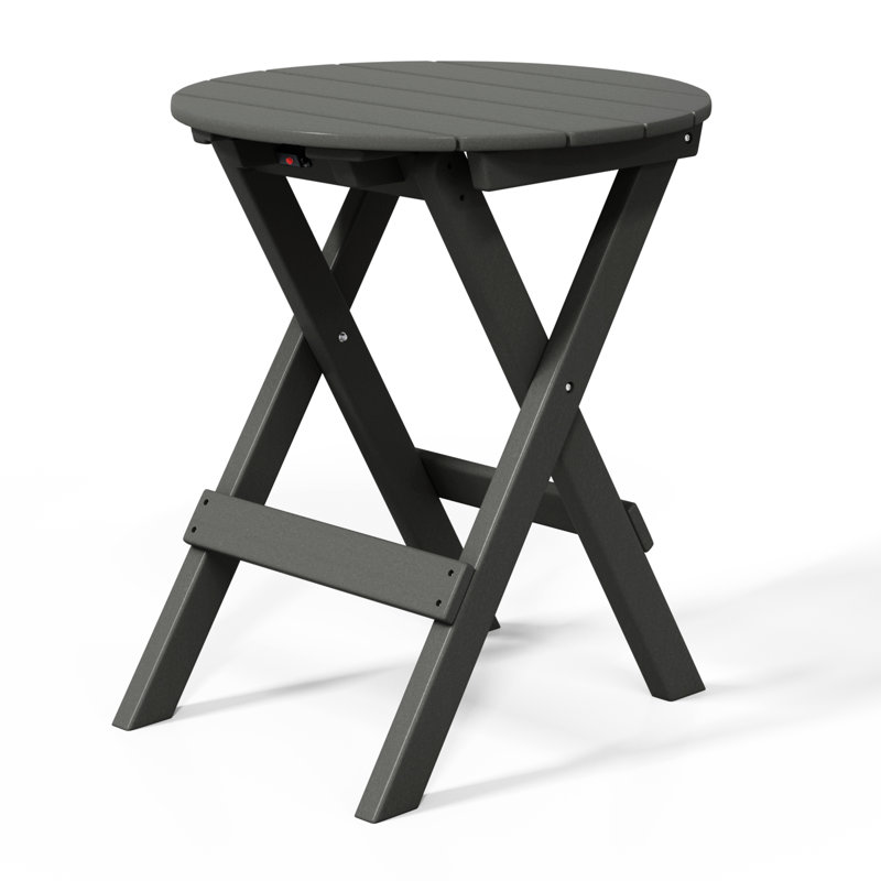 Round Patio Dining Folding Table, Gray