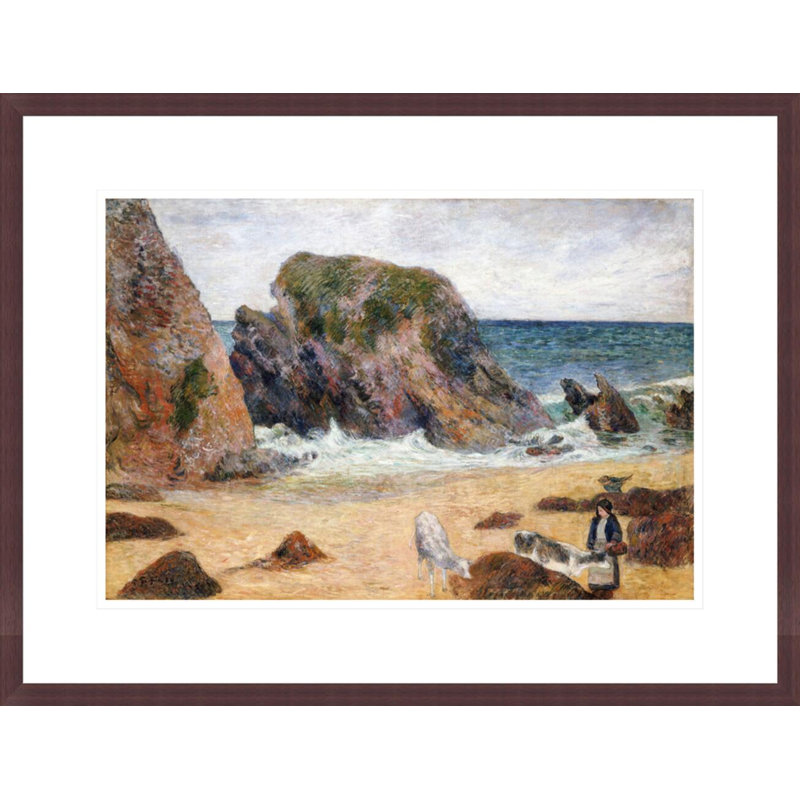 «Cows on the Seashore» par Paul Gauguin - Estampe numérique encadrée, H 16,66 po x l 21,75 po