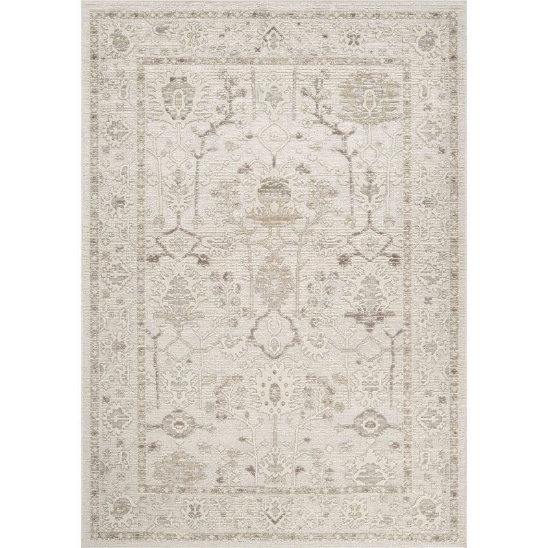 Abani Rugs NRA140A Traditional Botanical Motif Beige Area Rug, Rectangle 4' x 6'