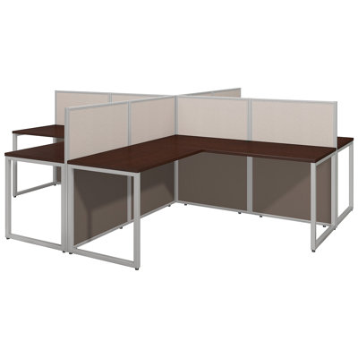 Poste de travail en L 4 personnes Easy Office 60W - Réversible
