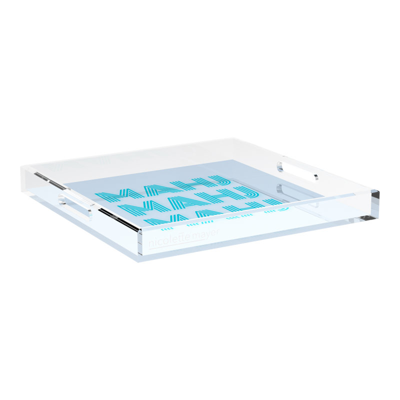 Mahjong Acrylic Decorative Tray, 18"W x 18"D x 2"H, Blue, Square