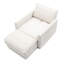 Lit simple en chenille avec lit de nuit moderne et confortable, fauteuil rembourré beige, chaise longue assortie en tissu teinté pour faire la sieste, espace confortable et décoratif