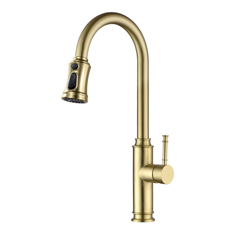 Sumerain S6132P-XX-6133 Pull Out Kitchen Faucet, Brushed Gold