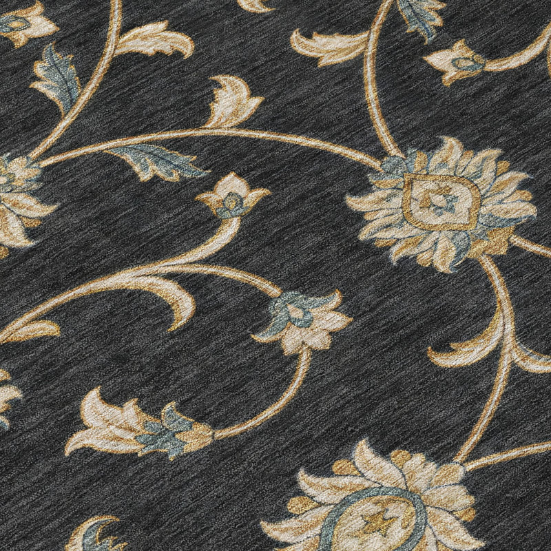 Tapis Chantille ACN3079 Global, lavable à la machine, intérieur/extérieur, Noir, 8 pi x 10 pi