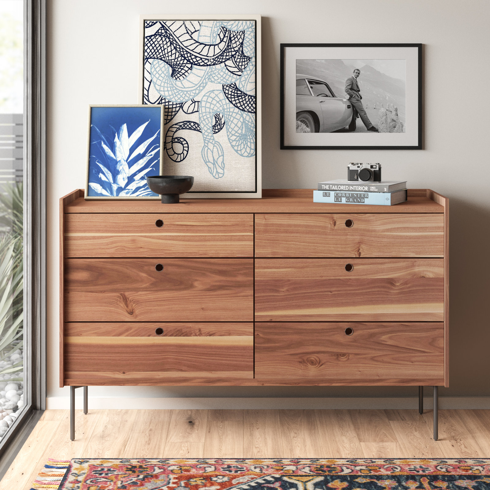 Peek 6 - Drawer Double Dresser, Rustic Walnut