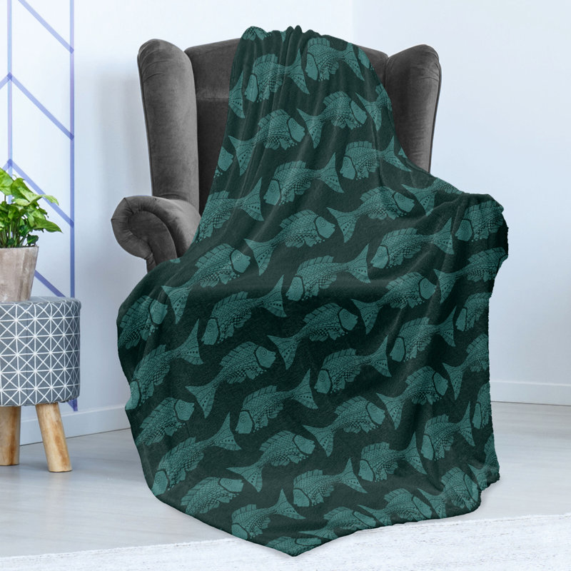 Ambesonne Fleece Throw Blanket Folk Celtic, 60" W x 80" L, Green Dark Sea