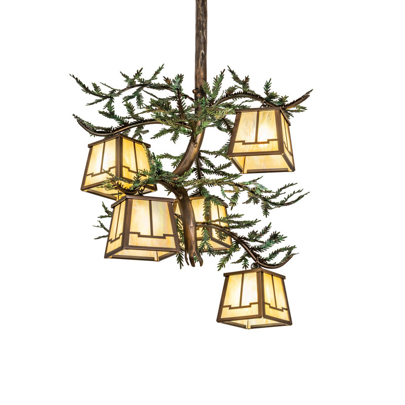 29" Wide Pine Branch 5 Light Chandelier