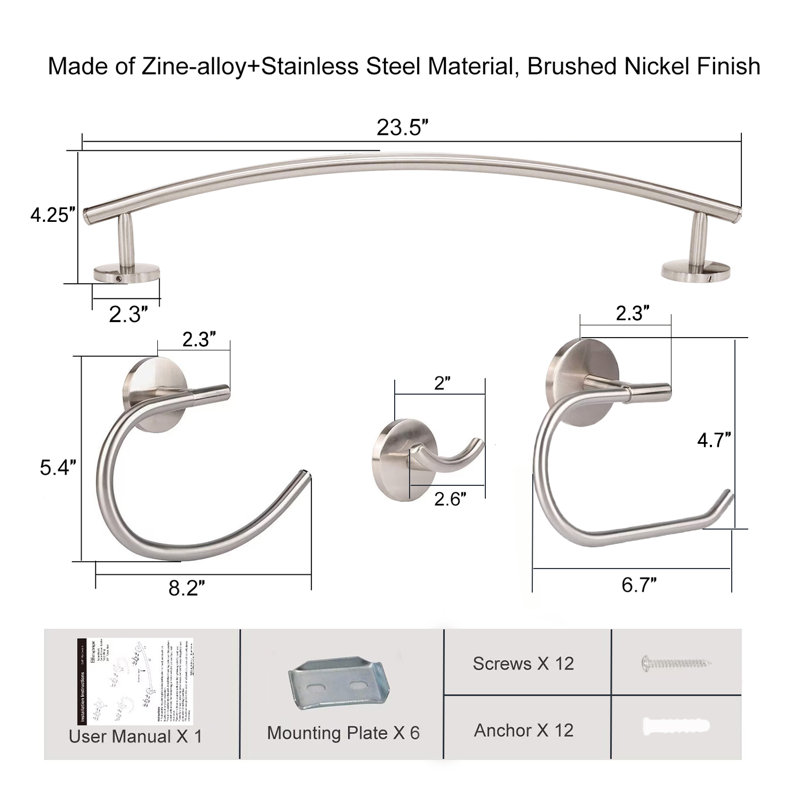 Ensemble de meuble-lavabo à 3 têtes en nickel brossé 22 po avec quincaillerie de salle de bain Naeva