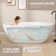 65 Inch Freestanding Soaking Acrylic Bathtub with Integrated Slotted Overflow and Chrome Anti-clogging Drain