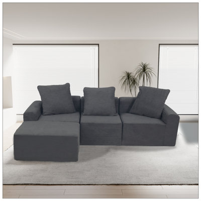 Ensemble de canapé modulaire convertible avec tissu en microfibre, mousse sécuritaire et housses résistantes aux taches pour un confort polyvalent