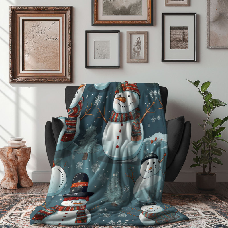 Snowy Fun - Couverture Sherpa de qualité supérieure 1 pièce, L 60 po x L 80 po
