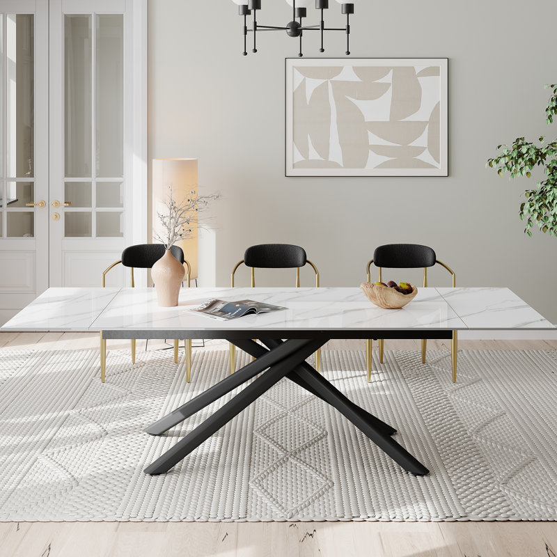 Table de salle à manger extensible 70,86 po à 102,36 po Modern Modern, Blanc