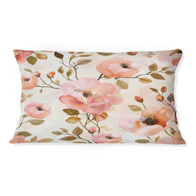 Coussin lombaire pastel rose rosé Blooms III