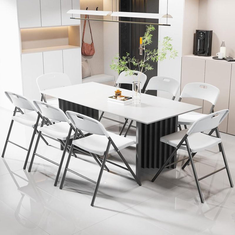 Plastic Stackable Folding Chair (Set Of 10), White