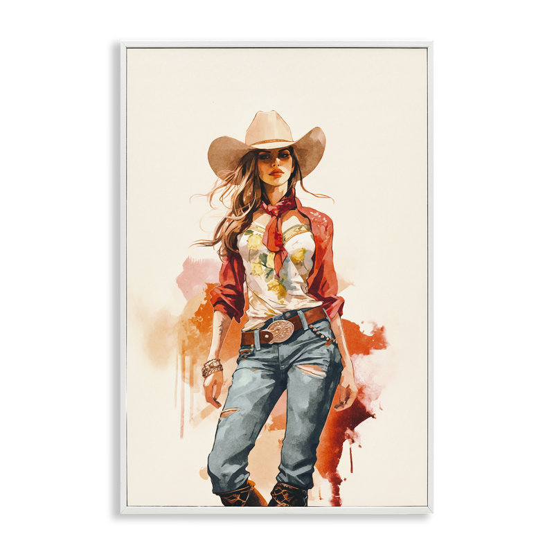 «Wild West Cowgirl Charm», estampe numérique par Andrea Haase, Estampe numérique encadrée blanc bord de mer