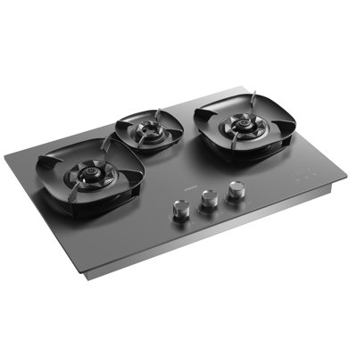 ROBAM 30" Gas Cooktop 7B7H31 | 3 FireCube Brass Burners, Built-in NG/LPG Convertible Gas Stove, 18,000 BTUs Power Burner, Flameout Protection & R-Link Tech, Temperament gray