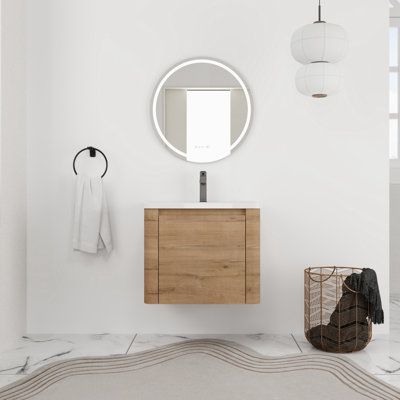 Meuble-lavabo flottant simple 24 po avec comptoir en céramique 24 po