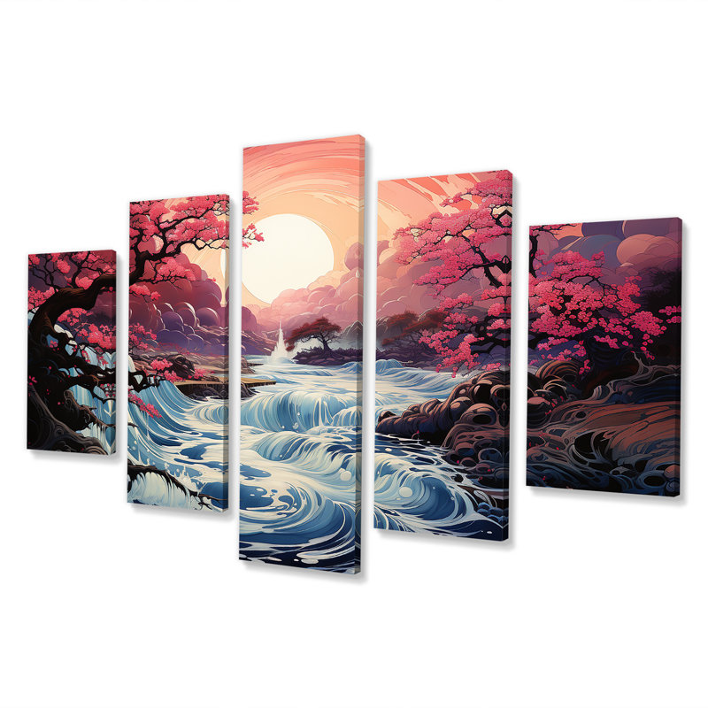 «Sunrise River», ensemble d'art mural japonais
