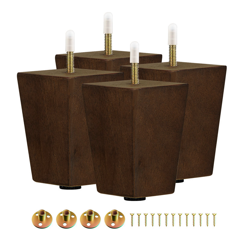 Abbye 4 Square Walnut Wood Legs, 4.5" H x 2" W x 2" D