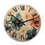 Horloge murale surdimensionnée en bois bleu sarcelle avec pétales orange I-1509313843