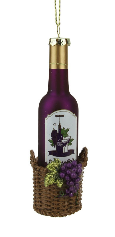 Ornement de Noël avec bouteille de vin Tuscan Winery, Mauve