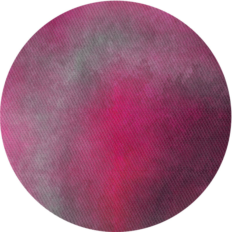 Tapis rose/zone grise à motifs, Rond 7 pi