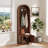 70.8-Inch Walnut-Colored Farmhouse-Style Arched Coat Rack With Hooks, Cabinet Door Stool, Multi-Functional Storage For Entryway And Hallway.