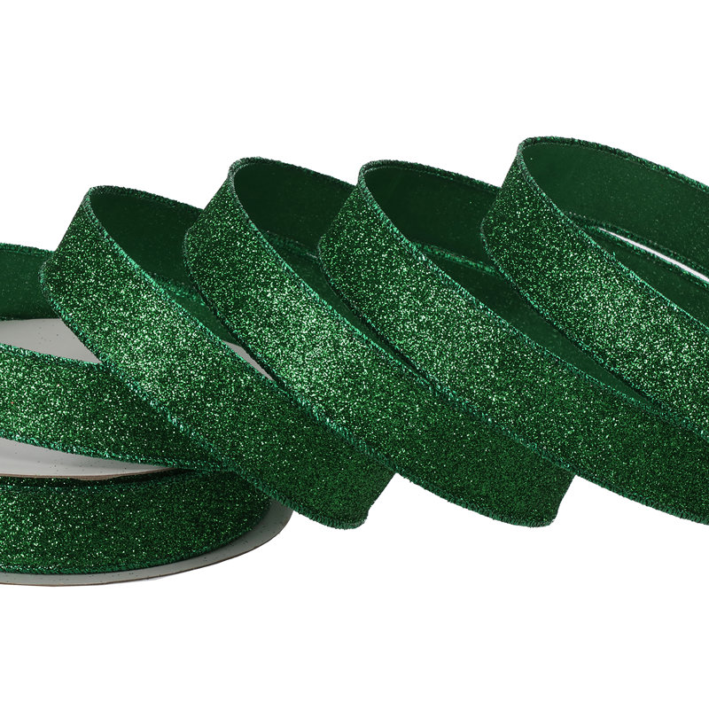 Ruban de satin scintillant câblé 1 po X20Y, Vert